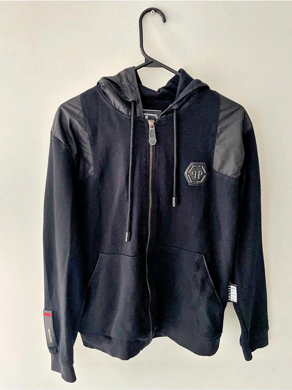Philipp Plein Platinum Cut Black Hooded Jacket Size Small